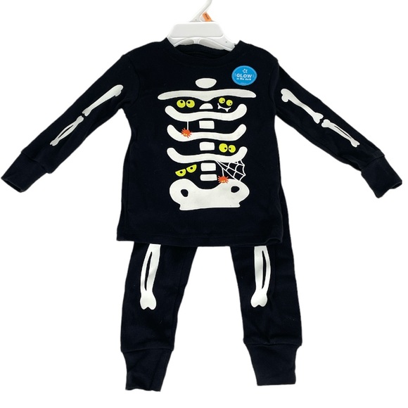 Carter’s Glow In The Dark Skeleton Pajamas Black Size 12 Months - Picture 2 of 9